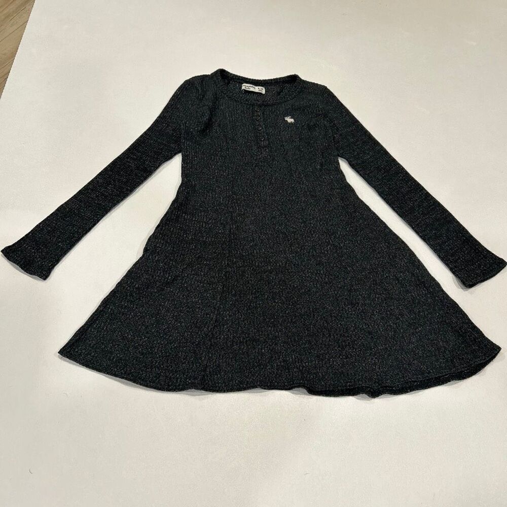 Abercrombie Kids Gray Long Sleeve Henley Sweater Dress Size 9/10 Cozy Knit